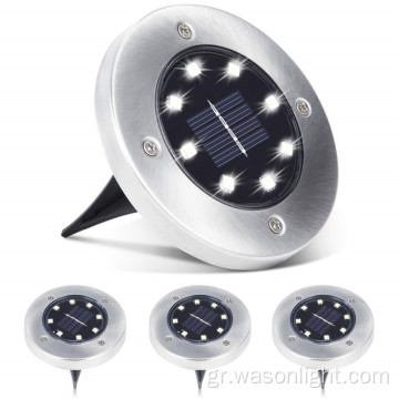 Amazon eBay Hot Sale 8 Night Security Disk Patio Lights Energy Lamp High Quityal LED Solar Powered Light